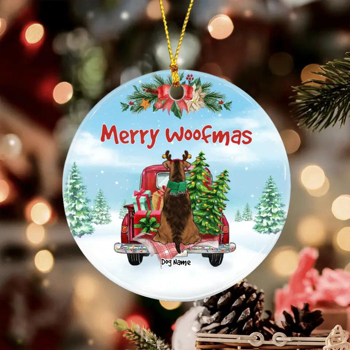Merry Woofmas Personalized Circle Ornament O-NB1981