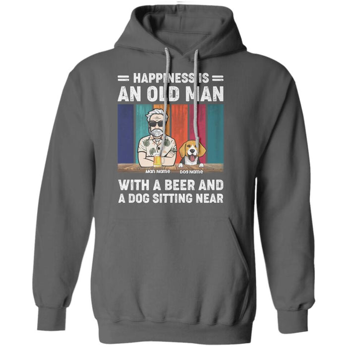 Happiness Is An Old Man With A Beer And Dogs Pesonalized T-Shirt TS-TT1924