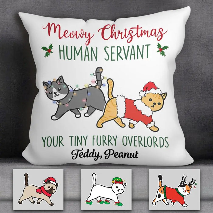 Meowy Chistmas Walking Cat Personalized Pillow P-NB2003