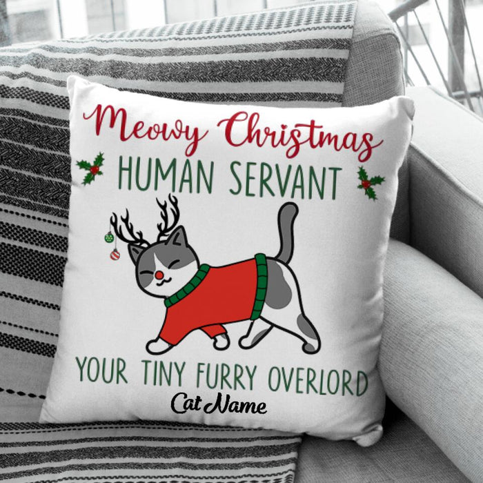 Meowy Chistmas Walking Cat Personalized Pillow P-NB2003