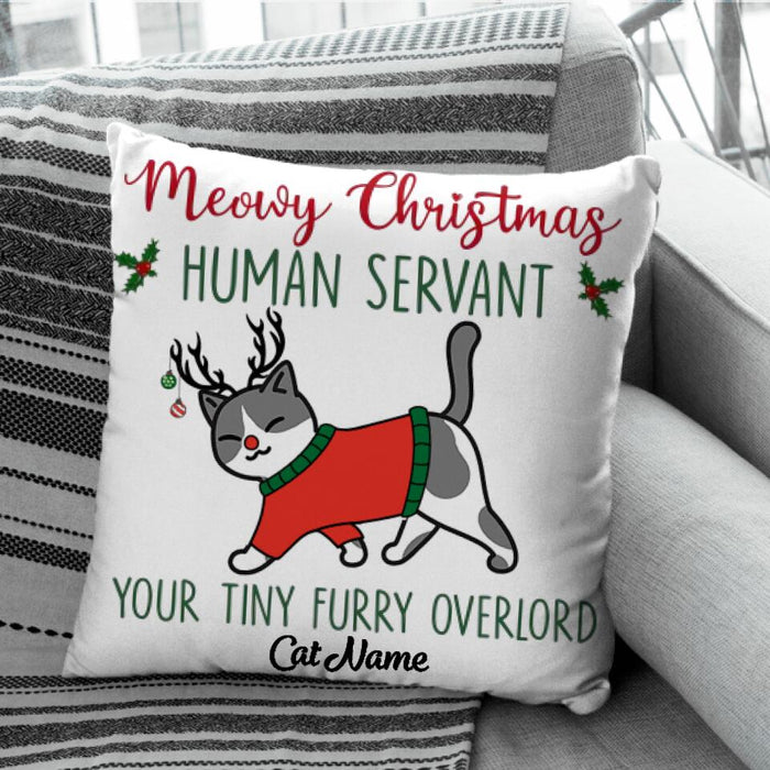 Meowy Chistmas Walking Cat Personalized Pillow P-NB2003