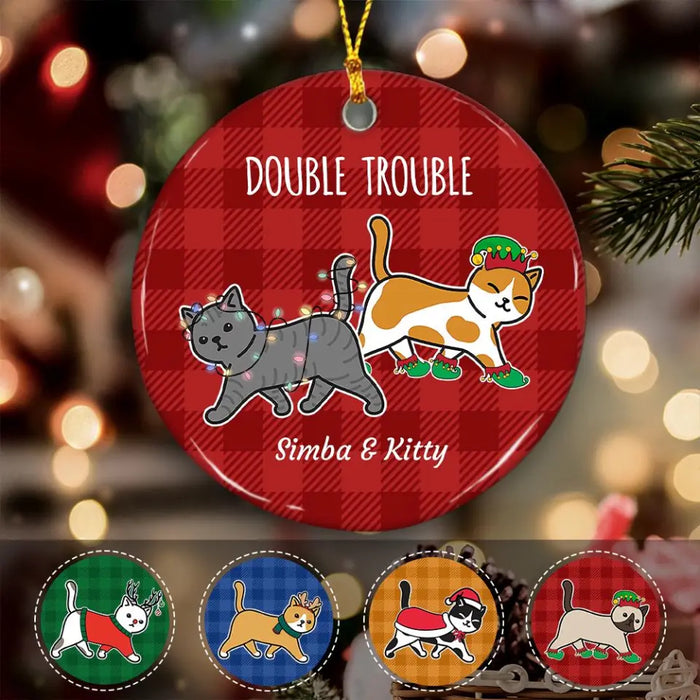 Christmas Double Trouble Personalized Circle Ornament O-NB1996