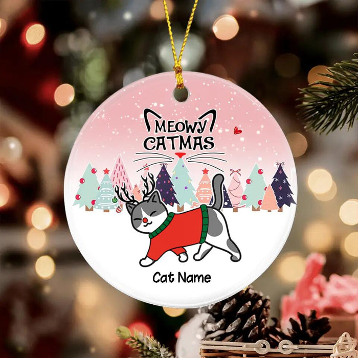 Meowy Catmas Personalized Circle Ornament O-NB1955