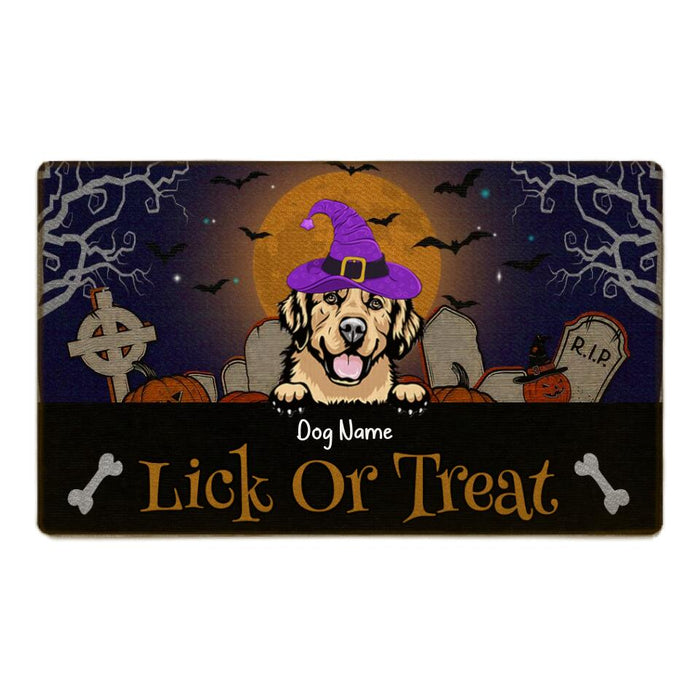 Lick Or Treat Funny personalized Dog Doormat DM-HR05