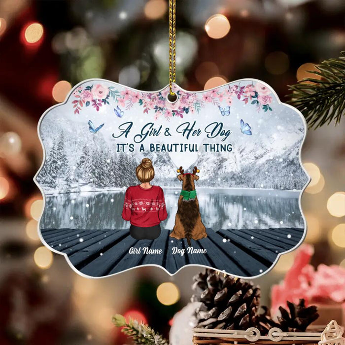 Reflected Lake A Girl With Her Dog Personalized Medallion Ornament O-NB2026
