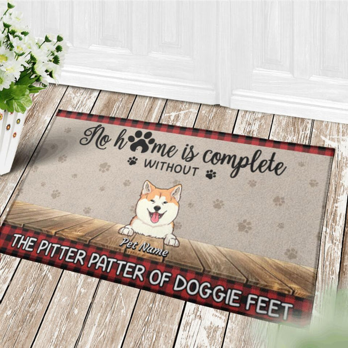 No Home Is Complete Without The Pitter Patter Of Kitty Feet Personalized Doormat DM-PT2045