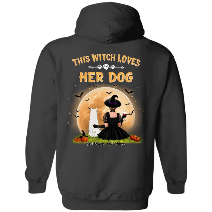 Back View This Witch Loves Her Dogs Personalized Back T-shirt TS-NB1976