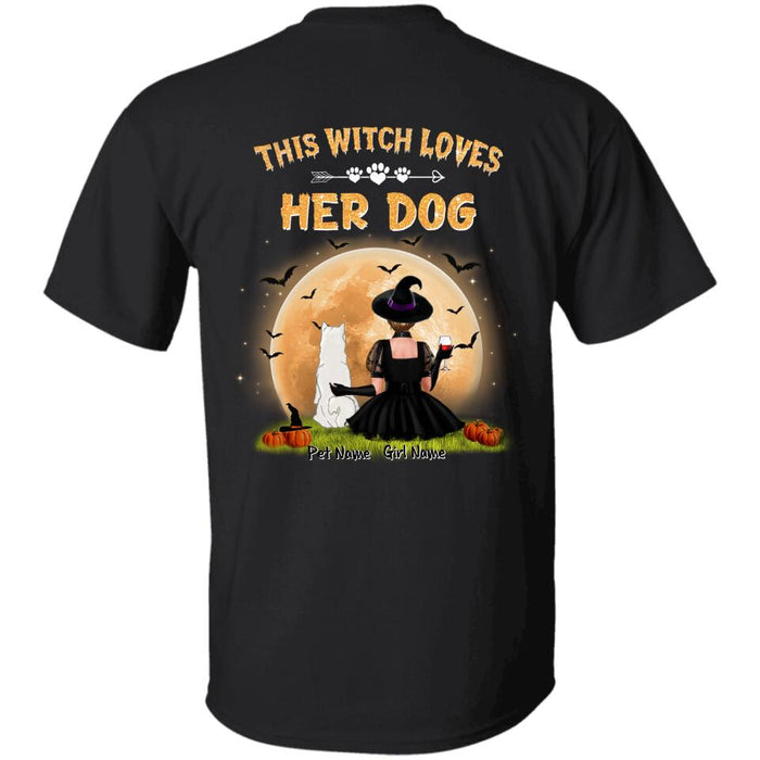 Back View This Witch Loves Her Dogs Personalized Back T-shirt TS-NB1976