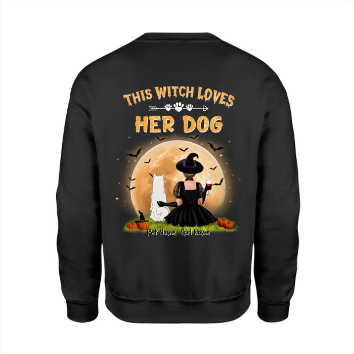 Back View This Witch Loves Her Dogs Personalized Back T-shirt TS-NB1976