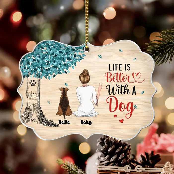 Mom Life Is Better With Dog Under Tree Personalized Medallion Ornament O-NB1970