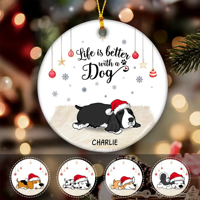 Merry Woofmas Personalized Circle Ornament O-NB2051