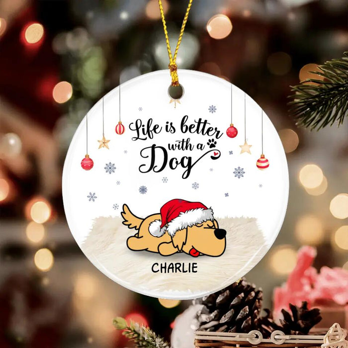 Merry Woofmas Personalized Circle Ornament O-NB2051