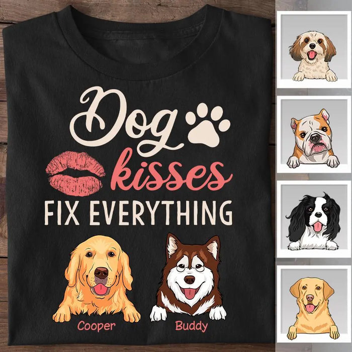 Cute Dog Kisses Fix Everything Personalized T-shirt TS-NB2074