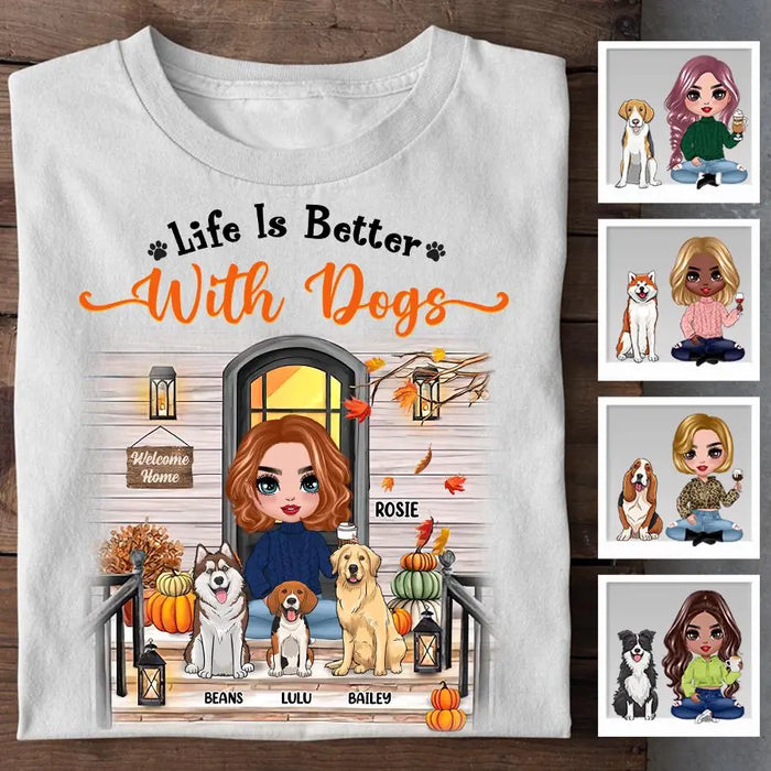 Fall Season Life Is Better With Dogs Personalized T-shirt TS-NB2070