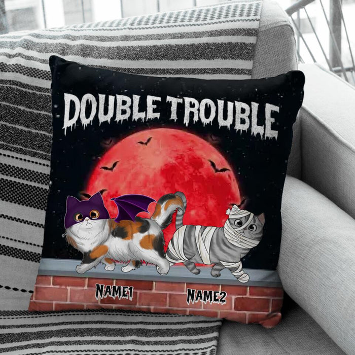 Spooky Cat Double Trouble Personalized Pillow