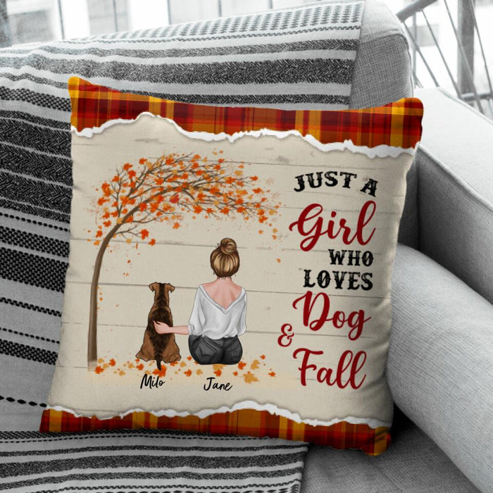 Just A Girl Who Loves Dogs & Fall Personalized Pillow P-NB1752