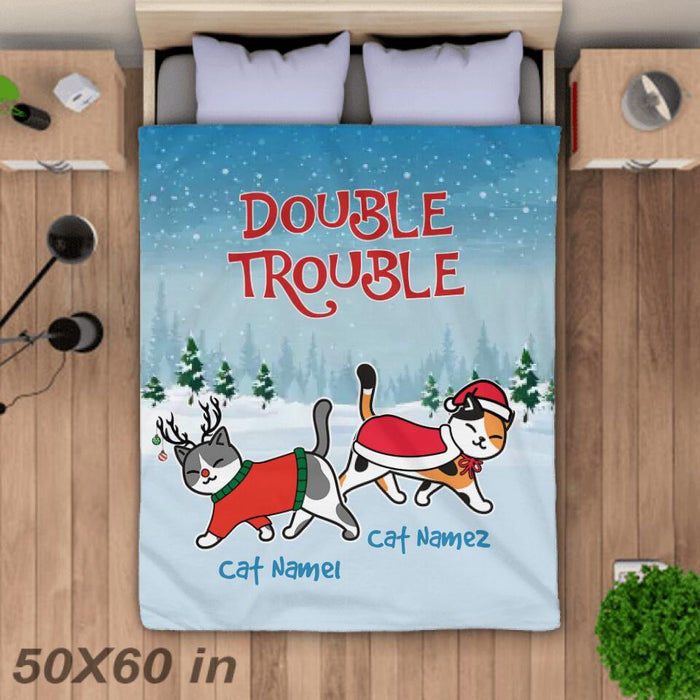 Christmas Double Trouble Cat Personalized Blanket B-NB2014