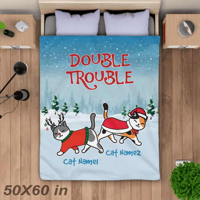 Christmas Double Trouble Cat Personalized Blanket B-NB2014