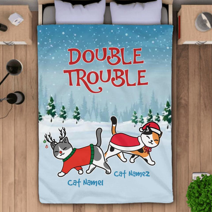 Christmas Double Trouble Cat Personalized Blanket B-NB2014