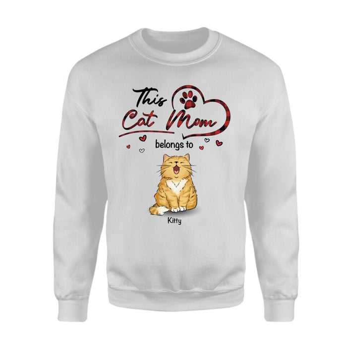 This Cat Mom Belongs To Sitting Cat Personalized T-shirt TS-NB2095