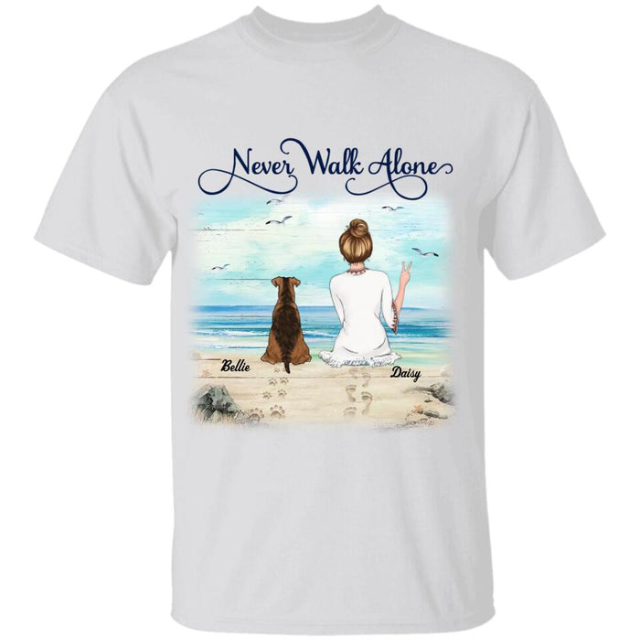 Girl & Her Dogs Never Walk Alone Personalized T-shirt TS-NB2106