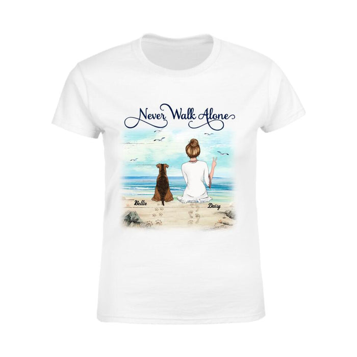 Girl & Her Dogs Never Walk Alone Personalized T-shirt TS-NB2106