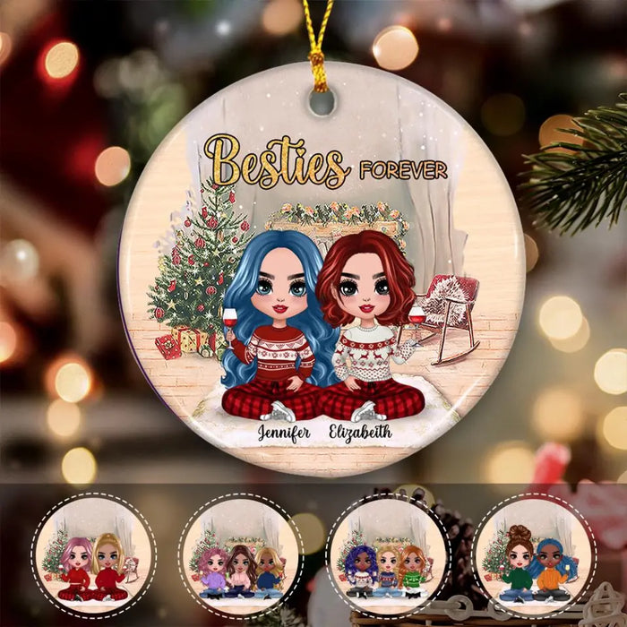 Besties Forever & Ever Personalized Circle Ornament  O-NB2040