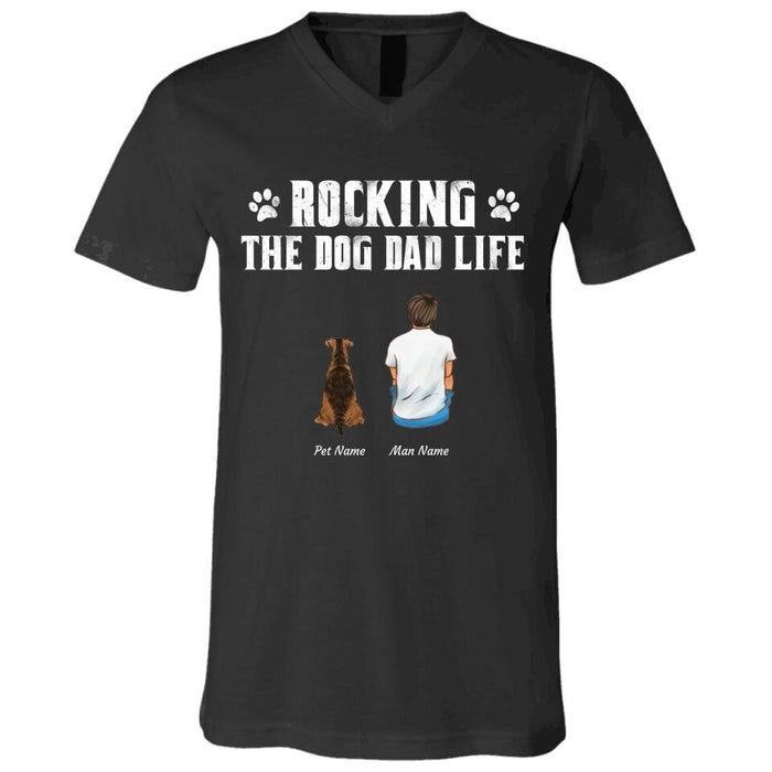 "Rocking the Dog Dad life"  man and dog personalized T-shirt TS-TU88