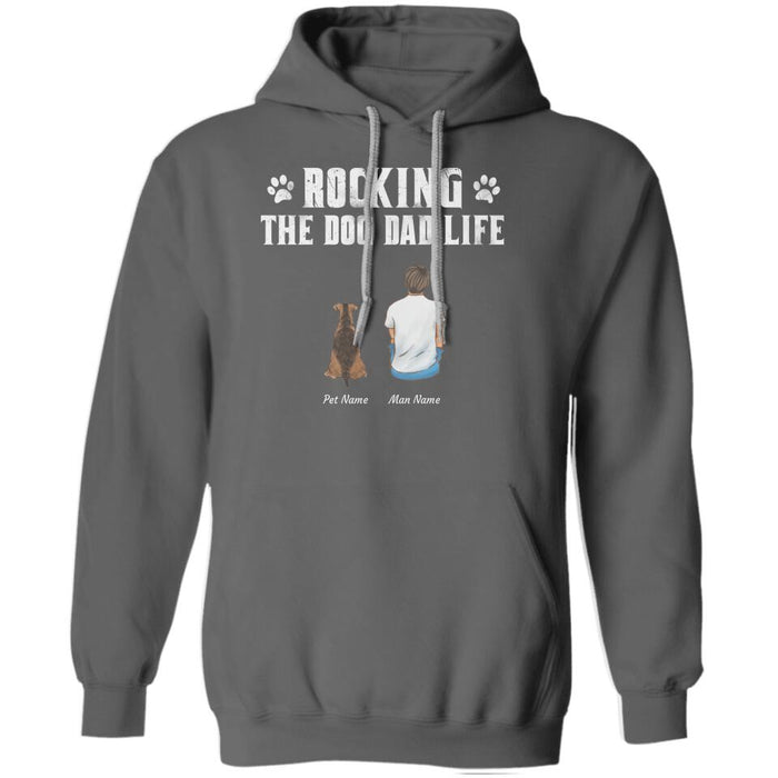 "Rocking the Dog Dad life"  man and dog personalized T-shirt TS-TU88