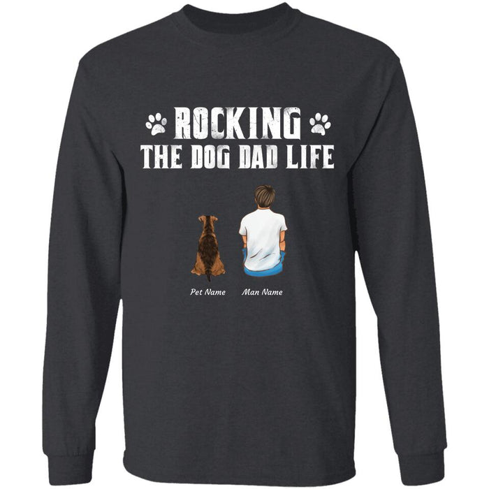 "Rocking the Dog Dad life"  man and dog personalized T-shirt TS-TU88