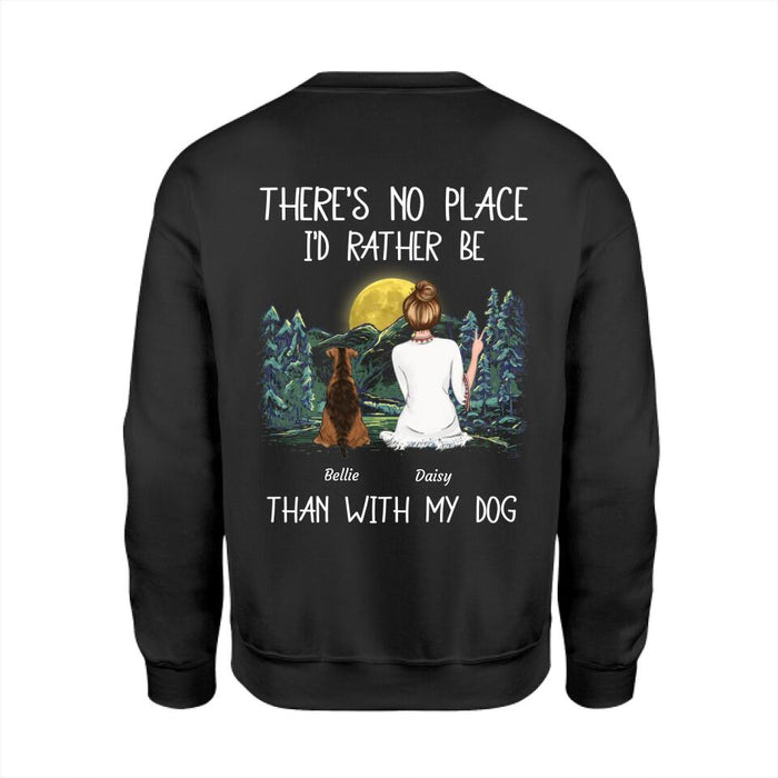 There's No Place I'd Rather Be Than With My Pets Personalised Back T-Shirt TS-PT2143