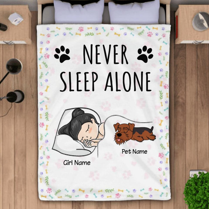 Dog Mom Never Sleep Alone Personalized Blanket B-NB2138