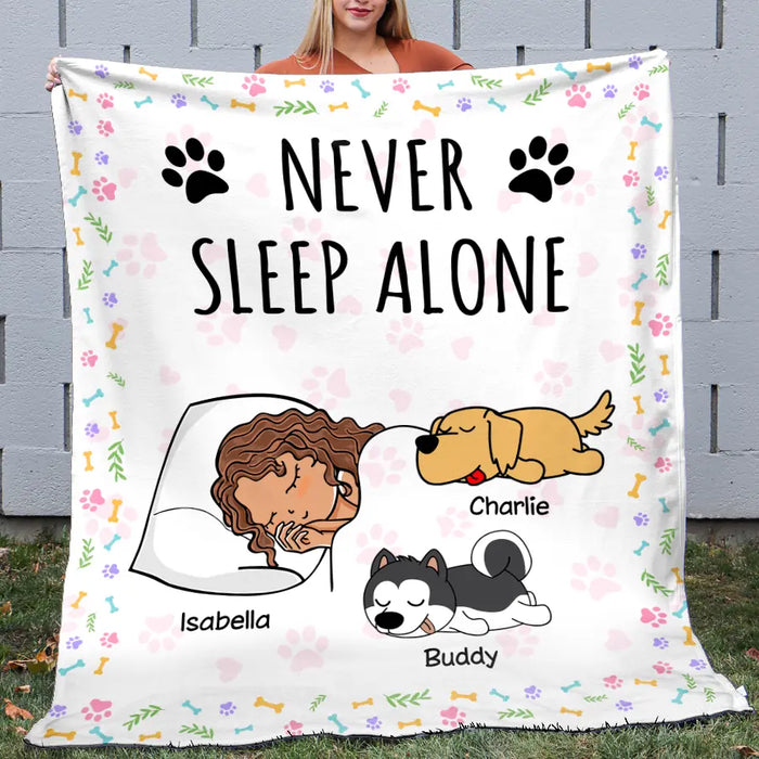 Dog Mom Never Sleep Alone Personalized Blanket B-NB2138