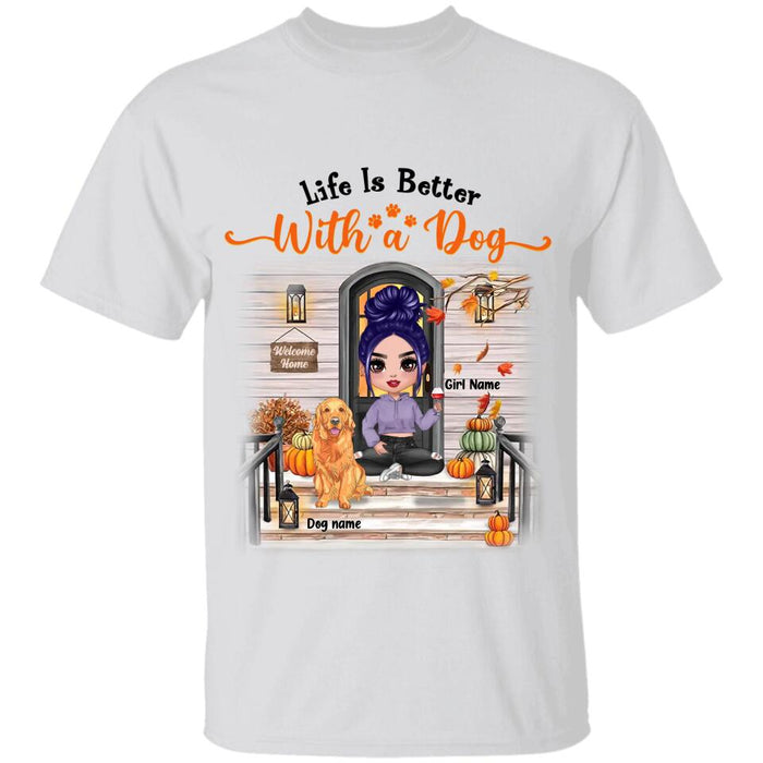 Fall Season Life Is Better With Dogs Personalized T-shirt TS-NB2070