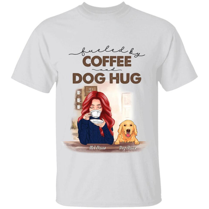 Fueled By Coffee And Dog Hug Personalised T-Shirt TS-PT2183