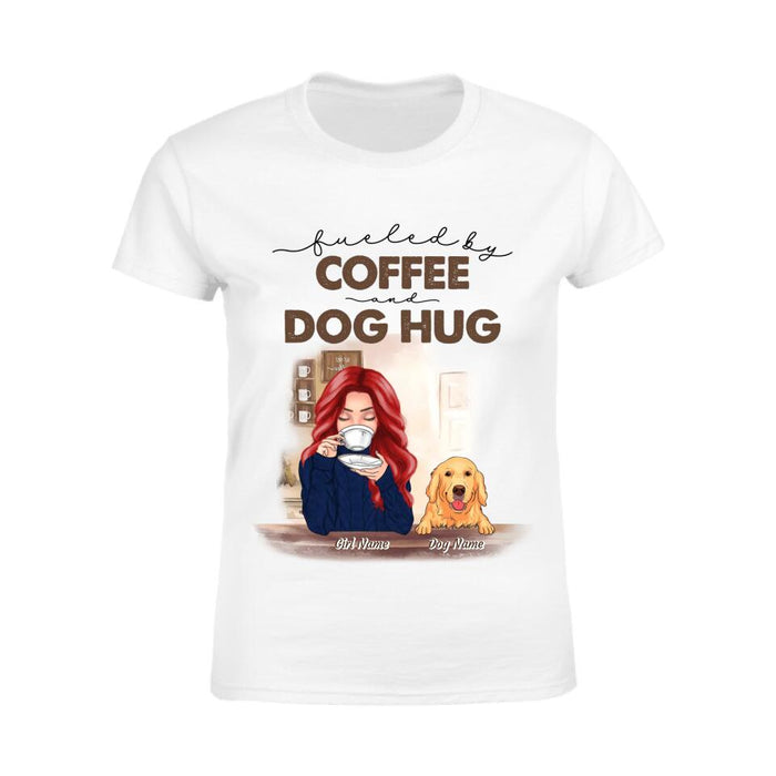 Fueled By Coffee And Dog Hug Personalised T-Shirt TS-PT2183