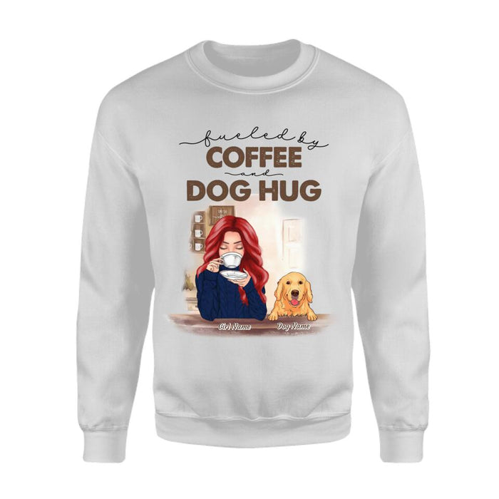 Fueled By Coffee And Dog Hug Personalised T-Shirt TS-PT2183