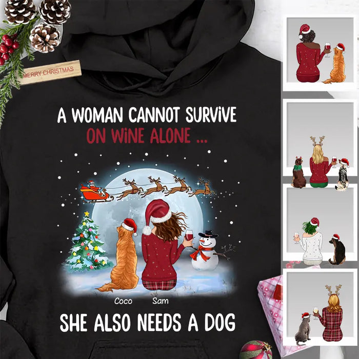 A Woman Cannot Survive On Wine Alone She Also Need A Dog Personalized T-shirt TS-NB2209