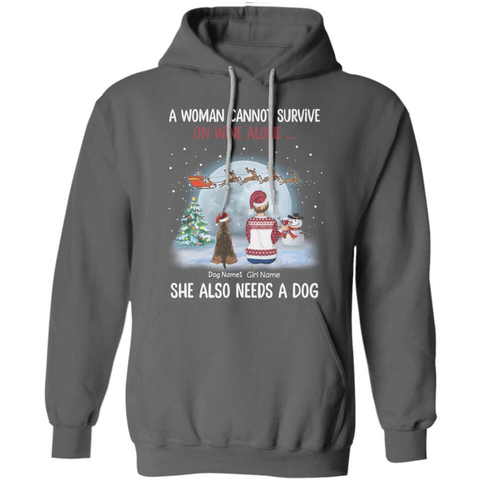 A Woman Cannot Survive On Wine Alone She Also Need A Dog Personalized T-shirt TS-NB2209