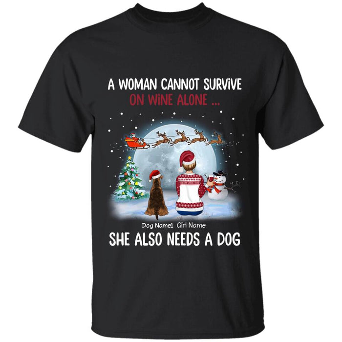 A Woman Cannot Survive On Wine Alone She Also Need A Dog Personalized T-shirt TS-NB2209