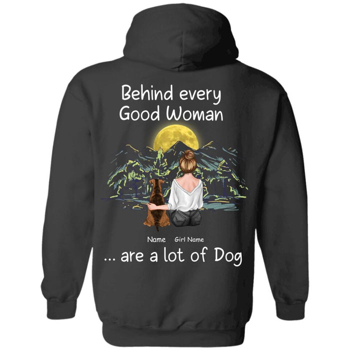 Back View  Behind Every Good Woman Are A Lot Of Dogs Personalized T-shirt TS-NB2127