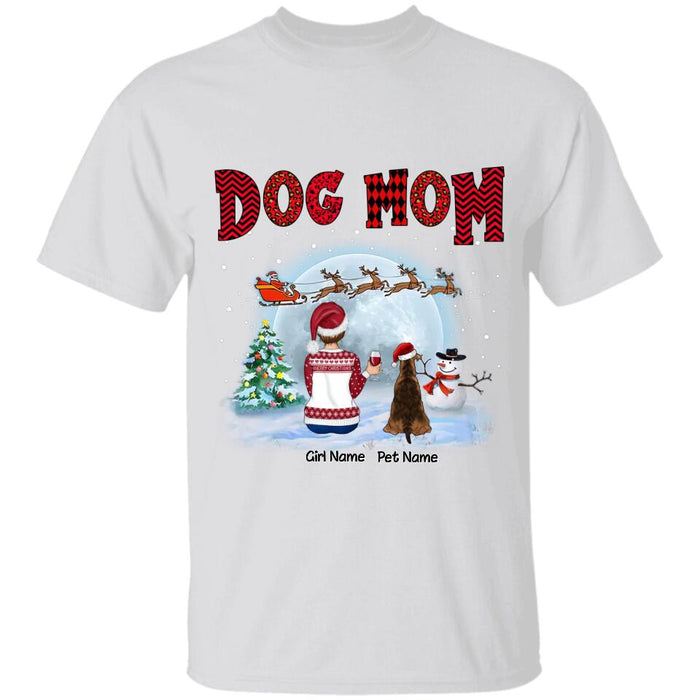 Dog Mom Under The Christmas Moon Personalized T-shirt TS-NB2217