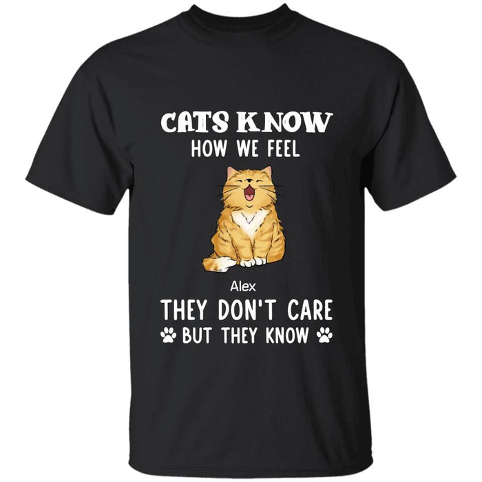 Cats Know How We Feel They Don't Care But They Know  Personalized T-Shirt TS-PT2281