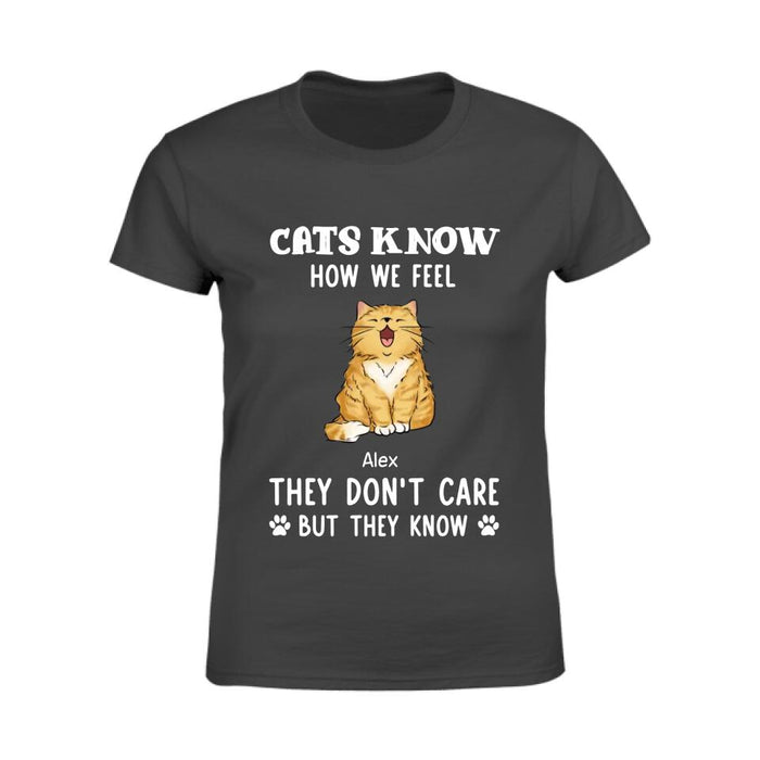 Cats Know How We Feel They Don't Care But They Know  Personalized T-Shirt TS-PT2281