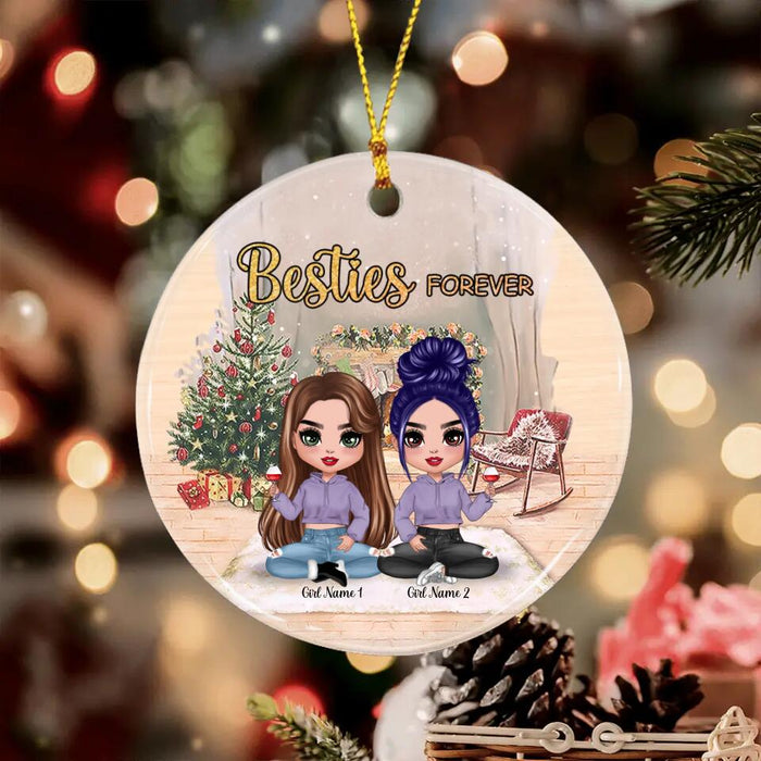 Besties Forever & Ever Personalized Circle Ornament  O-NB2040