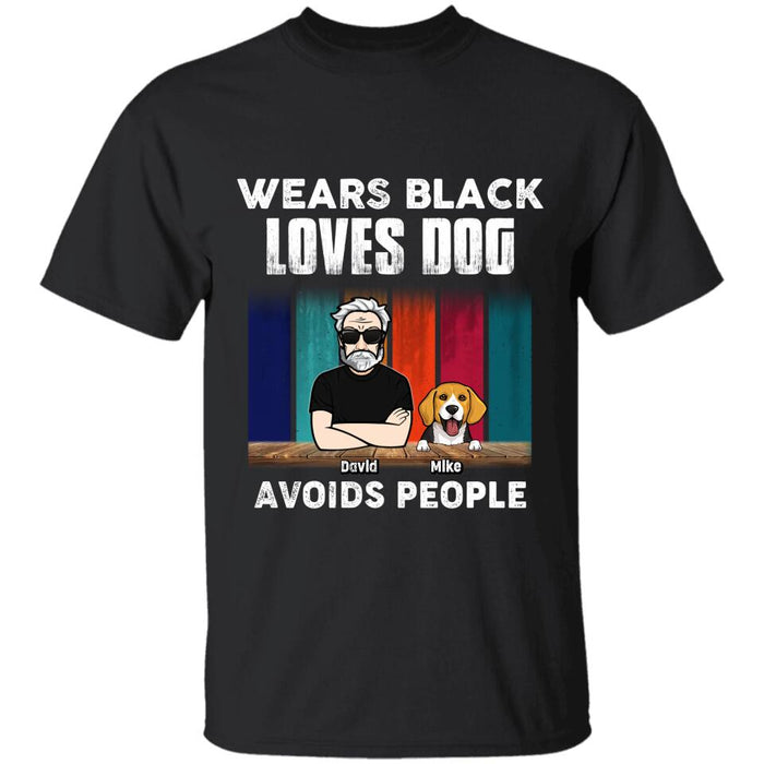 Wears Black Loves Dogs Avoids People Personalized T-Shirt TS-PT2271