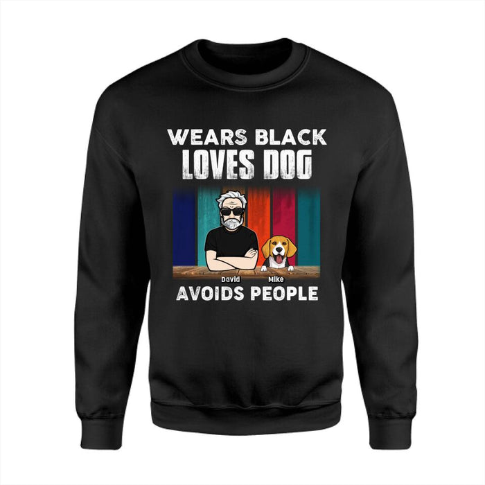 Wears Black Loves Dogs Avoids People Personalized T-Shirt TS-PT2271