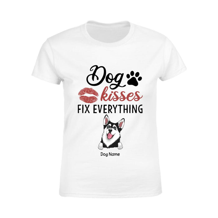 Cute Dog Kisses Fix Everything Personalized T-shirt TS-NB2327