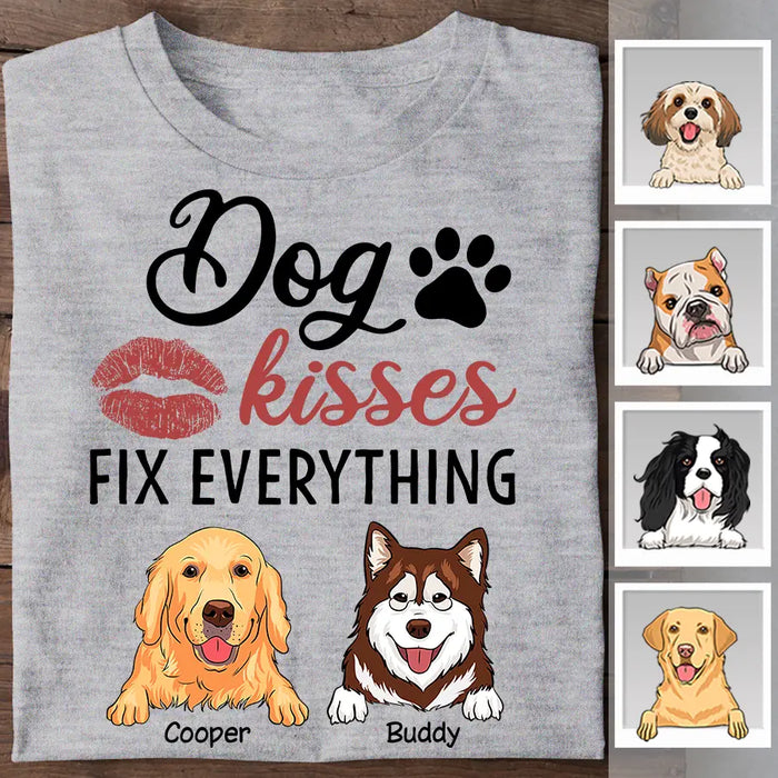 Cute Dog Kisses Fix Everything Personalized T-shirt TS-NB2327