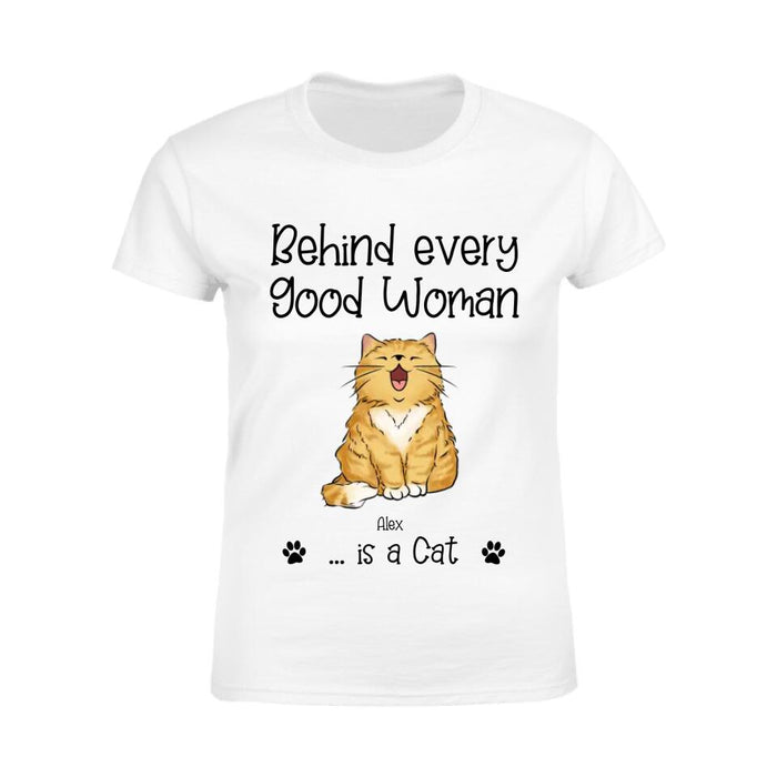Behind Every Good Woman Are A Lot Of Cats Personalized T-shirt TS-NB2313